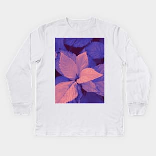 Photo of leaves in a pink and purple gradient Kids Long Sleeve T-Shirt